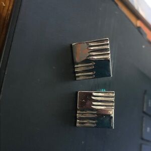 Minimalist Geometric Silver Cufflinks